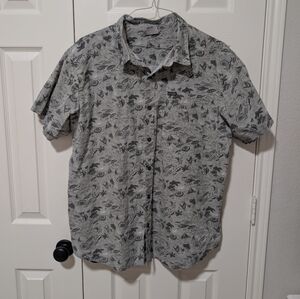 Columbia Gray Beach Print Regular Fit Short Sleeve Button Down